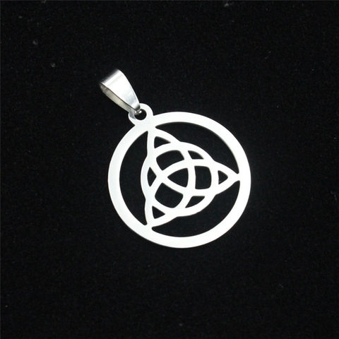 Edelstahl Keltischer Knoten Triquetra Anhänger Halskette Für Herren Damen Vintage Hohle Runde Wiccan Pagan Schmuck Geschenk Silber