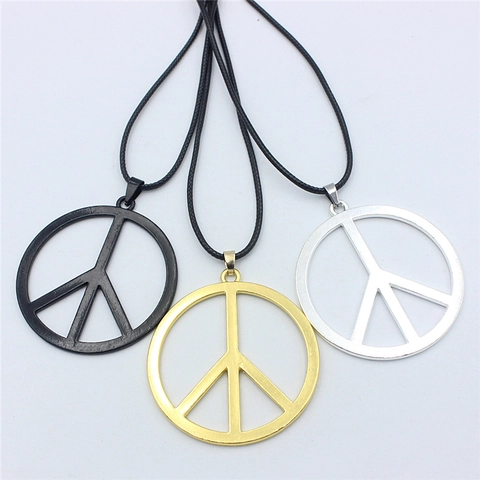 Vredesteken Hanger Halsketting Unisex Legering Verguld Cirkel Symbool Hip Hop Retro Sieraden Accessoire Voor Dagelijks