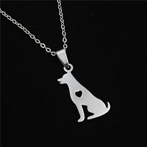 Polished Stainless Steel Dog Shape Pendant Heart Hollow Out Animal Silhouette Pet Souvenir Charm Jewelry Without Chain