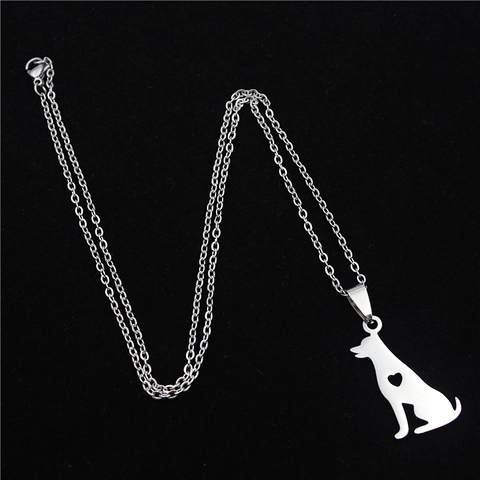 Polished Stainless Steel Dog Shape Pendant Heart Hollow Out Animal Silhouette Pet Souvenir Charm Jewelry Without Chain