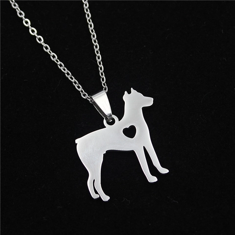 Polished Stainless Steel Cane Corso Dog Silhouette Pendant Only Without Chain Heart Cutout Animal Necklace For Men Women Pet Lovers Jewelry Gift