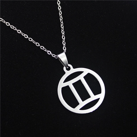 Pendentif Signe du Zodiaque en Acier Inoxydable Découpé Rond Charme Constellation pour Hommes Femmes Bijoux Accessoire Collier Sans Chaîne