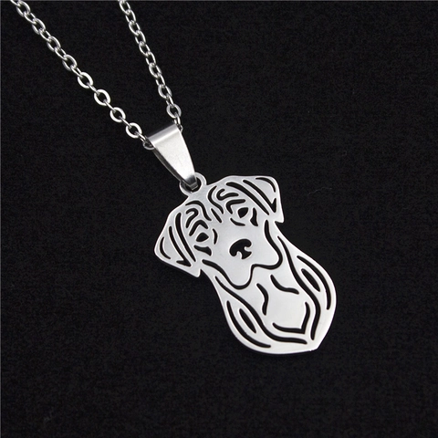 Minimalist Stainless Steel Hollow Out Dog Head Labrador Pendant Necklace Personalized Animal Pet Lovers Jewelry For Men Women