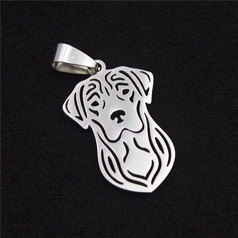 Minimalist Stainless Steel Hollow Out Dog Head Labrador Pendant Necklace Personalized Animal Pet Lovers Jewelry For Men Women