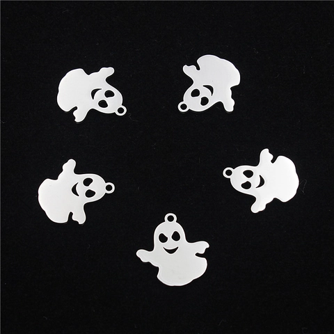Halloween Ghost Charms Stainless Steel Polished Spooky Pendant For DIY Jewelry Making Necklaces Spooky Style Accessories