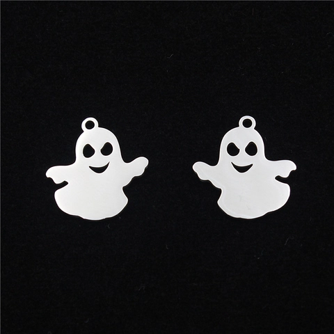 Halloween Ghost Charms Stainless Steel Polished Spooky Pendant For DIY Jewelry Making Necklaces Spooky Style Accessories