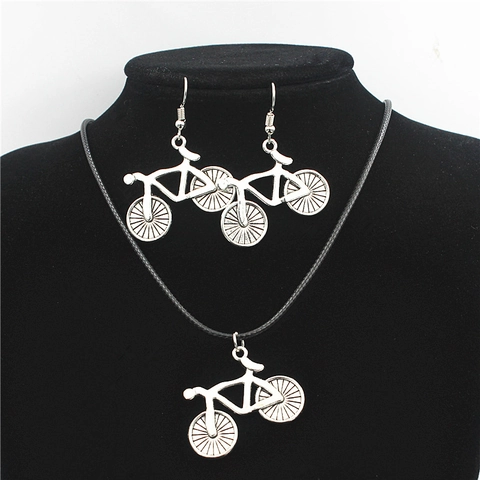 Gioielli in Lega Vintage a Forma di Bicicletta Collana Con Ciondolo Bici Argento E Orecchini a Goccia per Donna Ragazza