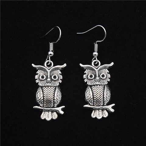 Juego de Collar Con Colgante de Búho de Aleación Y Pendientes Plata Antigua Joyas de Animales Bohemias Mujer Regalo Diario