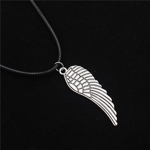 Vintage Legierung Feder Flügel Anhänger Halskette Mit Schwarzem Waskoord Retro Punk Stil Schmuck Für Herren Damen Accessoire