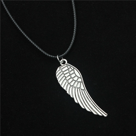 Vintage Legierung Feder Flügel Anhänger Halskette Mit Schwarzem Waskoord Retro Punk Stil Schmuck Für Herren Damen Accessoire