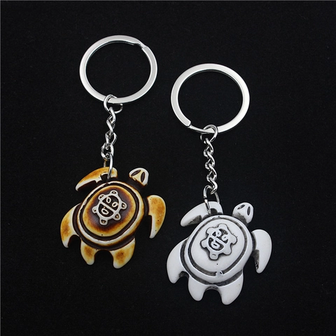 Ethnic Style Turtle Resin Keychain Tribal Totem Pattern Sea Turtle Key Ring Accessory For Daily Bag Decoration Gift