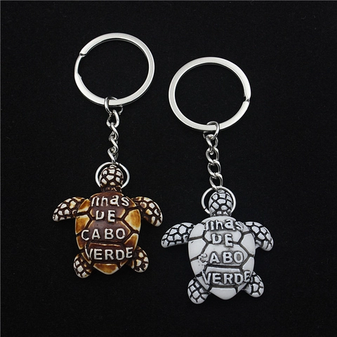 Cabo Verde Souvenir Sea Turtle Keychain Resin Plastic Marine Life Animal Hanging Pendant Key Ring Gift For Men Women Bags