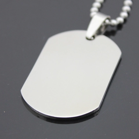 Moderner Polierter Edelstahl Erkennungsmarke Anhänger Blank Rechteck Militär Stil Nur Anhänger Für Herren Damen Modeschmuck
