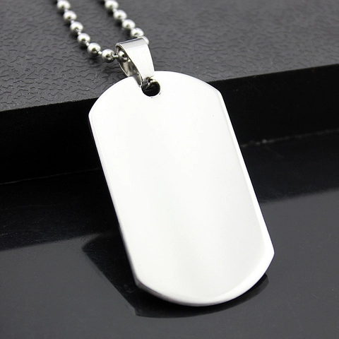 Moderner Polierter Edelstahl Erkennungsmarke Anhänger Blank Rechteck Militär Stil Nur Anhänger Für Herren Damen Modeschmuck