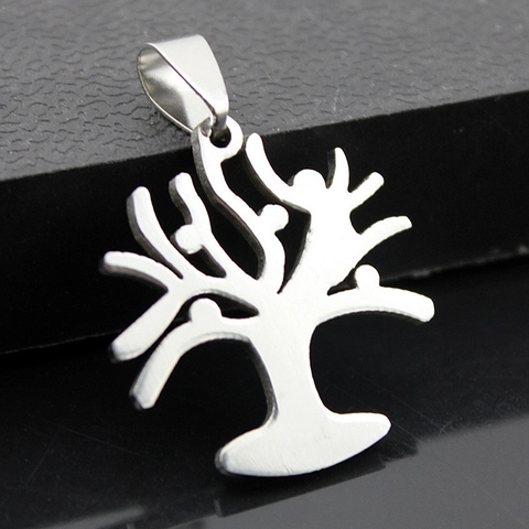 Stainless Steel Tree of Life Pendant Necklace For Women Men Polished Cutout Wisdom Tree Family Tree Fashion Jewelry Gift