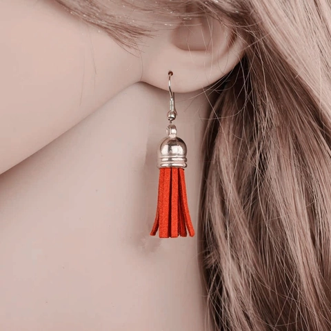 Boucles d'Oreilles Pendantes à Glands en Daim Bohème Rétro pour Femmes Longues Crochet en Alliage Style Ethnique Mode