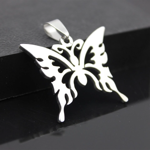 Opengewerkte Vlinder Roestvrij Staal Hanger Tribal Vlampatroon Gothiek Stijl Sieraden Accessoire Voor Mannen Vrouwen Alleen Hanger
