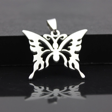Opengewerkte Vlinder Roestvrij Staal Hanger Tribal Vlampatroon Gothiek Stijl Sieraden Accessoire Voor Mannen Vrouwen Alleen Hanger