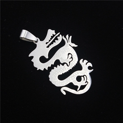 Personalized Stainless Steel Dragon Pendant For Men Hollow Dragon Scale Design Trendy Silver Metal Pendant Only Without Chain