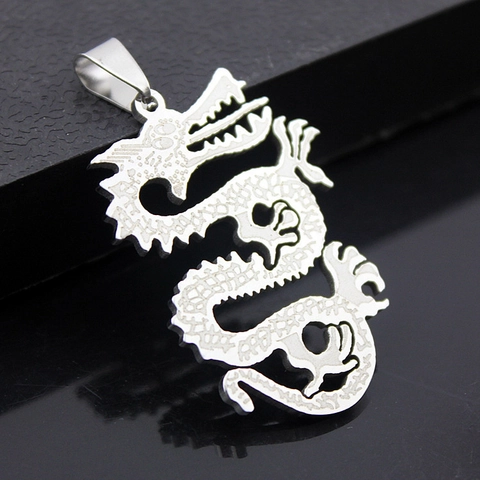 Personalized Stainless Steel Dragon Pendant For Men Hollow Dragon Scale Design Trendy Silver Metal Pendant Only Without Chain