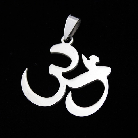 Collana con Pendente Simbolo Om in Acciaio Inossidabile Lucido Hindu Aum Yoga Meditazione Gioielli Religiosi per Uomo Donna