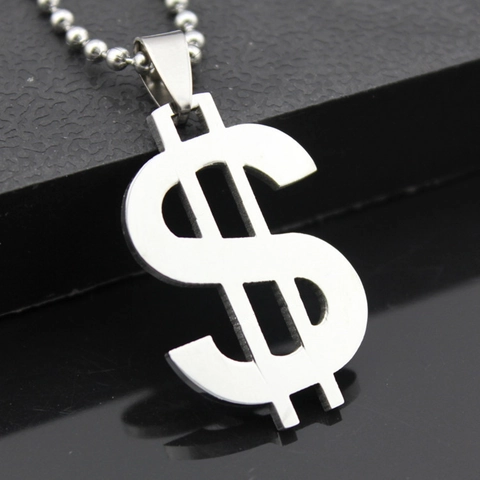 Polished Stainless Steel Dollar Sign Pendant Only For Men Women Hip Hop Money Symbol Charm Fashion Silver Tone Jewelry
