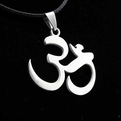Collana con Pendente Simbolo Om in Acciaio Inossidabile Lucido Hindu Aum Yoga Meditazione Gioielli Religiosi per Uomo Donna