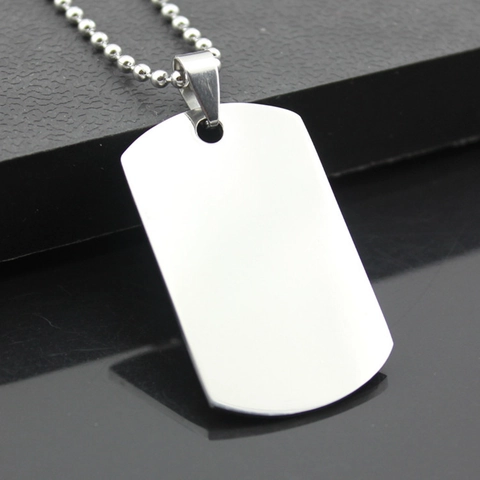 Collana con Pendente Piastrina Militare in Acciaio Inossidabile Lucidato su Entrambi i Lati Gioielli Rettangolari Stile Militare per Uomo Donna