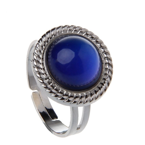 Bague d'Humeur Thermochromique en Alliage Vintage Ajustable Sensible à la Température Changement de Couleur Bagues Gemmes Rondes Bijoux Homme Femme