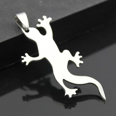 Stainless Steel Lizard Gecko Pendant Only Without Chain Animal Necklace For Men Women Punk Hip Hop Style Silver Jewelry