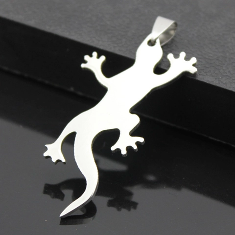 Stainless Steel Lizard Gecko Pendant Only Without Chain Animal Necklace For Men Women Punk Hip Hop Style Silver Jewelry