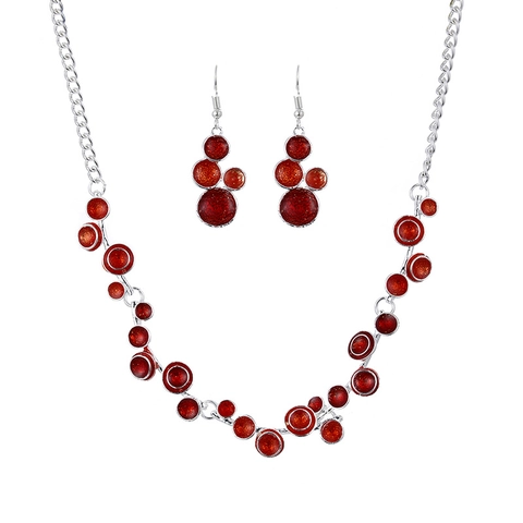 Alloy Enamel Jewelry Set Women Geometric Bubble Pendant Necklace Drop Earrings Fashion Floral Jewelry Set Party Dating Gift