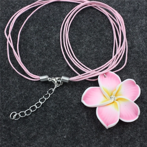 Frangipani Blume Halskette Und Ohrringe Für Damen Polymer-Ton Strass Eingelegt Tropisch Strand Stil Zubehör Geschenk