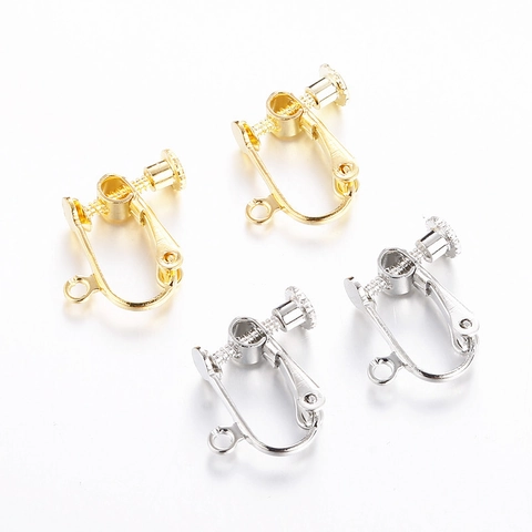Copper Spiral Earring Converters Non-Pierced Ear Clips Adjustable Screw Findings For DIY Jewelry Making Gold Silver Earring Parts