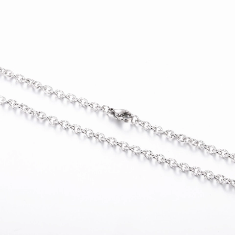 Collana in Acciaio Inossidabile Catena Argento Rolo Link Testurizzata O-Chain Per Uomo Donna Minimalista DIY Gioielli Accessorio