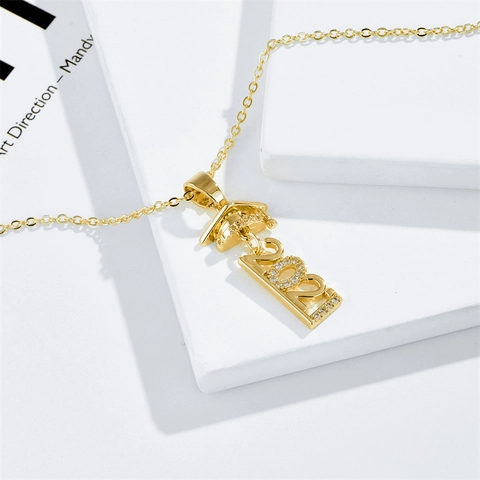 Fashion Graduation Cap Owl Necklace 2021 Class Of Rhinestone Inlaid Alloy Pendant Chain Necklace For Women Jewelry Gift