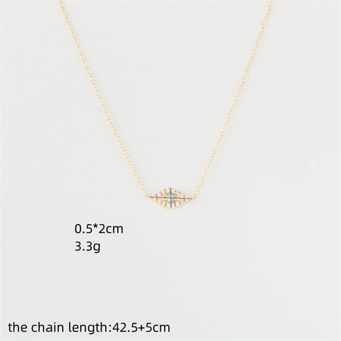 14K Gold Plated Copper Natural Opal Zirconia Evil Eye Pendant Necklace For Women Bohemian Style Fashion Jewelry Gift Accessory
