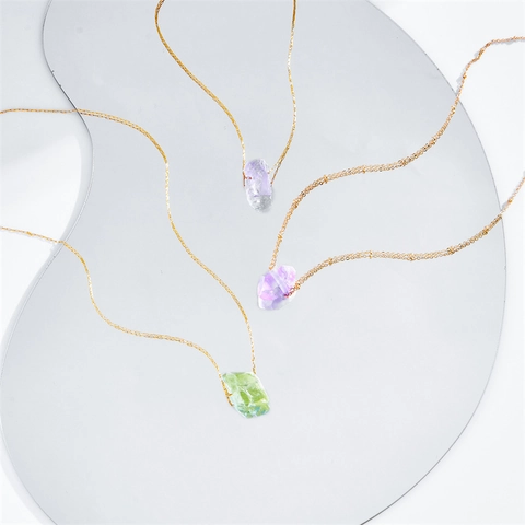 14K Vergoldete Kupfer Naturstein Halskette Für Damen Minimalistisch Unregelmäßiger Mineral Anhänger Mode Schlüsselbein Kette Schmuck Geschenk