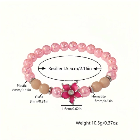 Leuchtendes Kirschblüten Perlenarmband Harzperlen Legierung Anhänger Strass Im Dunkeln Leuchtend Damen Schmuck