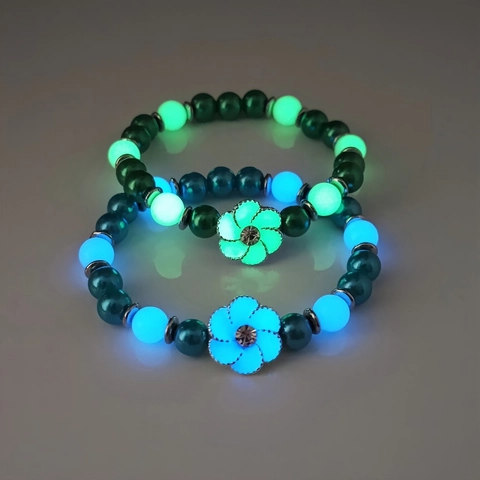 Luminous Night Glow Sunflower Beaded Bracelet For Women Fashion Plastic Resin Rhinestone Flower Charm Elastic Wristband Jewelry