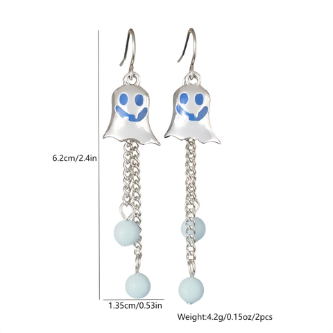 Halloween Glow In The Dark Drop Earrings Zinc Alloy Silver Tassel Ghost Pumpkin Spider Bat Skull Party Jewelry For Women