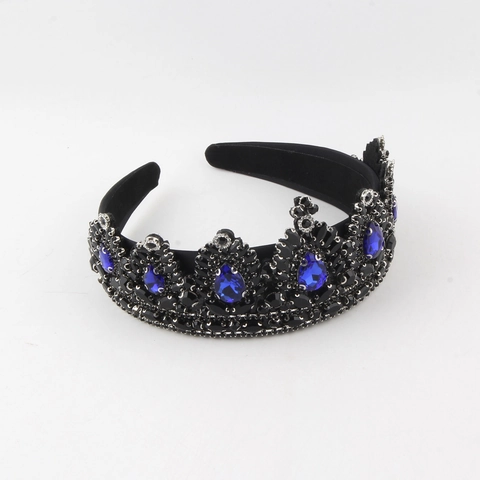 Diadema de Corona Barroca Vintage Aleación de Lujo Gótica Gota de Agua Diamantes de Imitación Tiara Accesorios para el Cabello para Boda Banquete Mujer