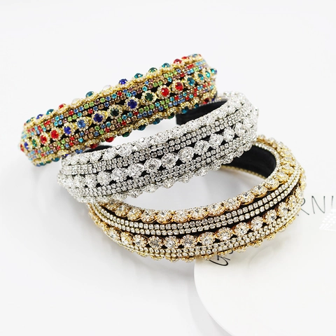 Cerchietto Imbottito con Strass Barocco di Lusso per Donna Fascia per Capelli Scintillante Intarsiata Accessori per Matrimonio Festa