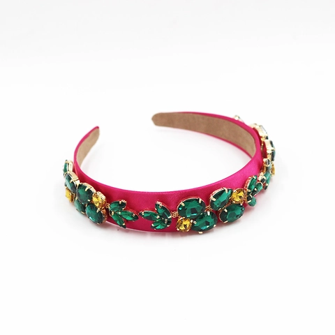 Cerchietto Imbottito Barocco Con Strass Per Donna Colorato Cristallo Stile Uva Tessuto Fascia Capelli Gioielli Capelli Retro Party