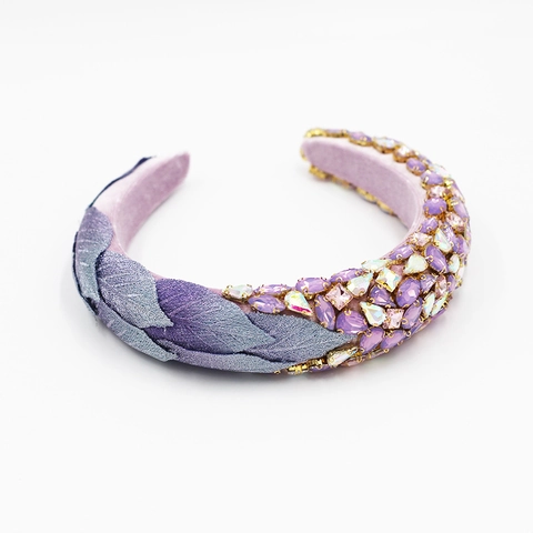Cerchietto Imbottito Barocco Lussuoso Con Strass per Donna Fascia per Capelli in Spugna Ricamata con Foglie di Velluto Accessori per Capelli