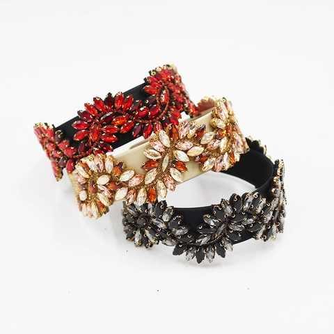 Diadema Barroca de Lujo con Diamantes de Imitación para Mujer Vintage en Forma de S Cristal Colorido Diadema Ancha de Strass para Fiesta
