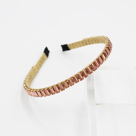 Cerchietto in Stile Barocco Con Strass Rettangolari Pavé Elegante Cerchietto alla Moda Coreana Con Bordo Dorato per Donna Festa Viaggio Accessori per Capelli