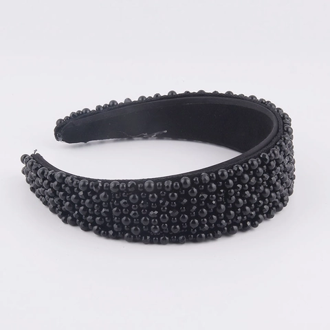 Cerchietto Largo con Perline Donna Moda Vintage Perla Artificiale Strass Cerchietto per Capelli Spiaggia Viaggio Accessori per Capelli Matrimonio Festa