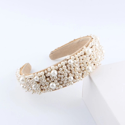 Elegant Wide Braided Artificial Pearl Headband For Women Fashion Wedding Party Hair Accessories Hairband Headwear