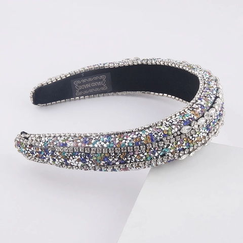 Cerchietto di Lusso Imbottito in Spugna con Strass Fatto a Mano Fascia per Capelli con Cristalli Colorati per Festa Matrimonio Viaggi Donna